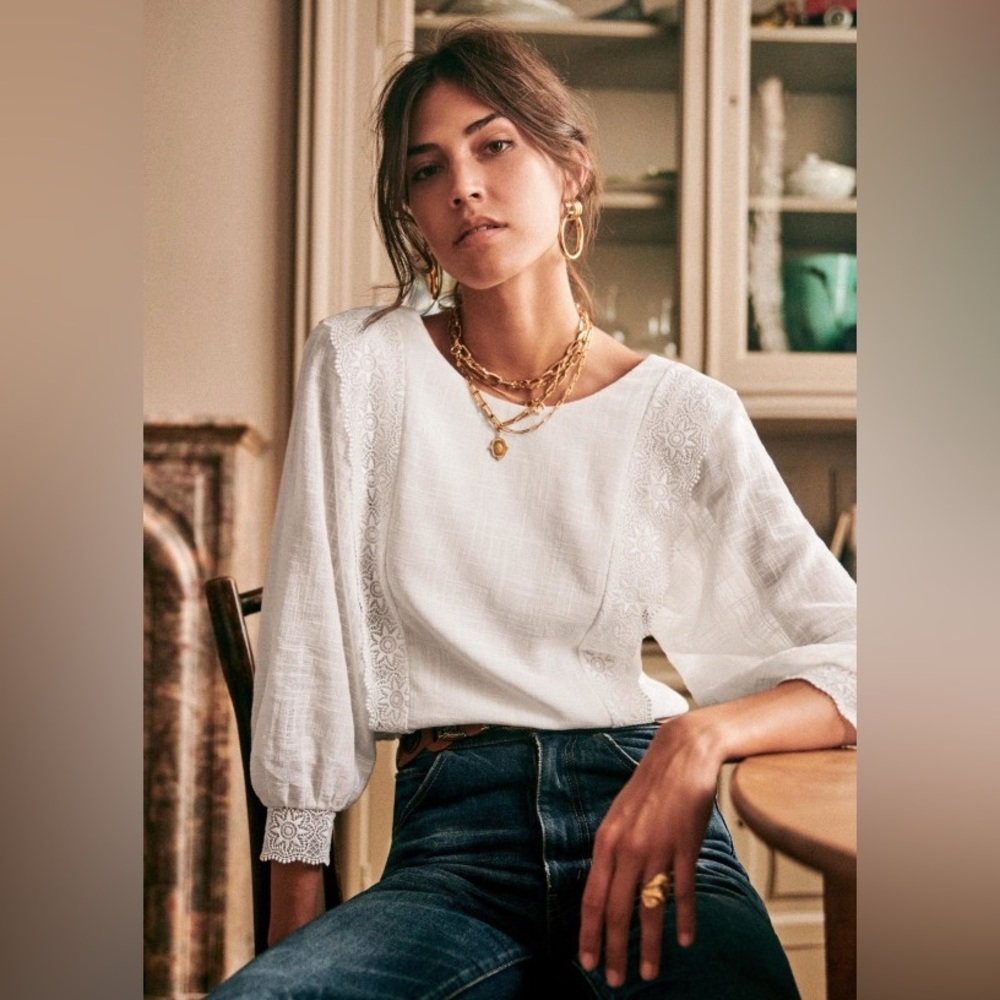 NWOT Sezane Cleo Blouse - Ecru